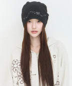 [illigo] DRAWING EMBROIDERY BEANIE_BLACK