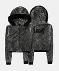 Low Edge Detachable Fur Hood Zip-Up Slim Fit - White Leopard