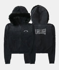 Low Edge Detachable Fur Hood Zip-Up Slim Fit - Washed Black