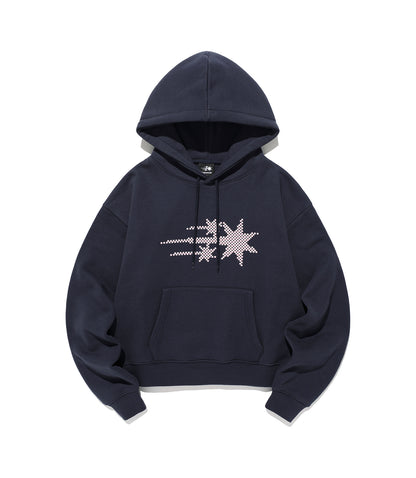 MOSAIC 3STAR CROP HOODIE [NAVY]