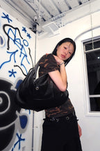 DEPC EYELET LEATHER BAG (BLACK)