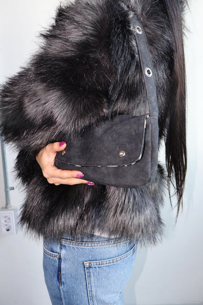 DEPC EYELET FUR MINI BAG - BLACK (可兩面用🦓✨)