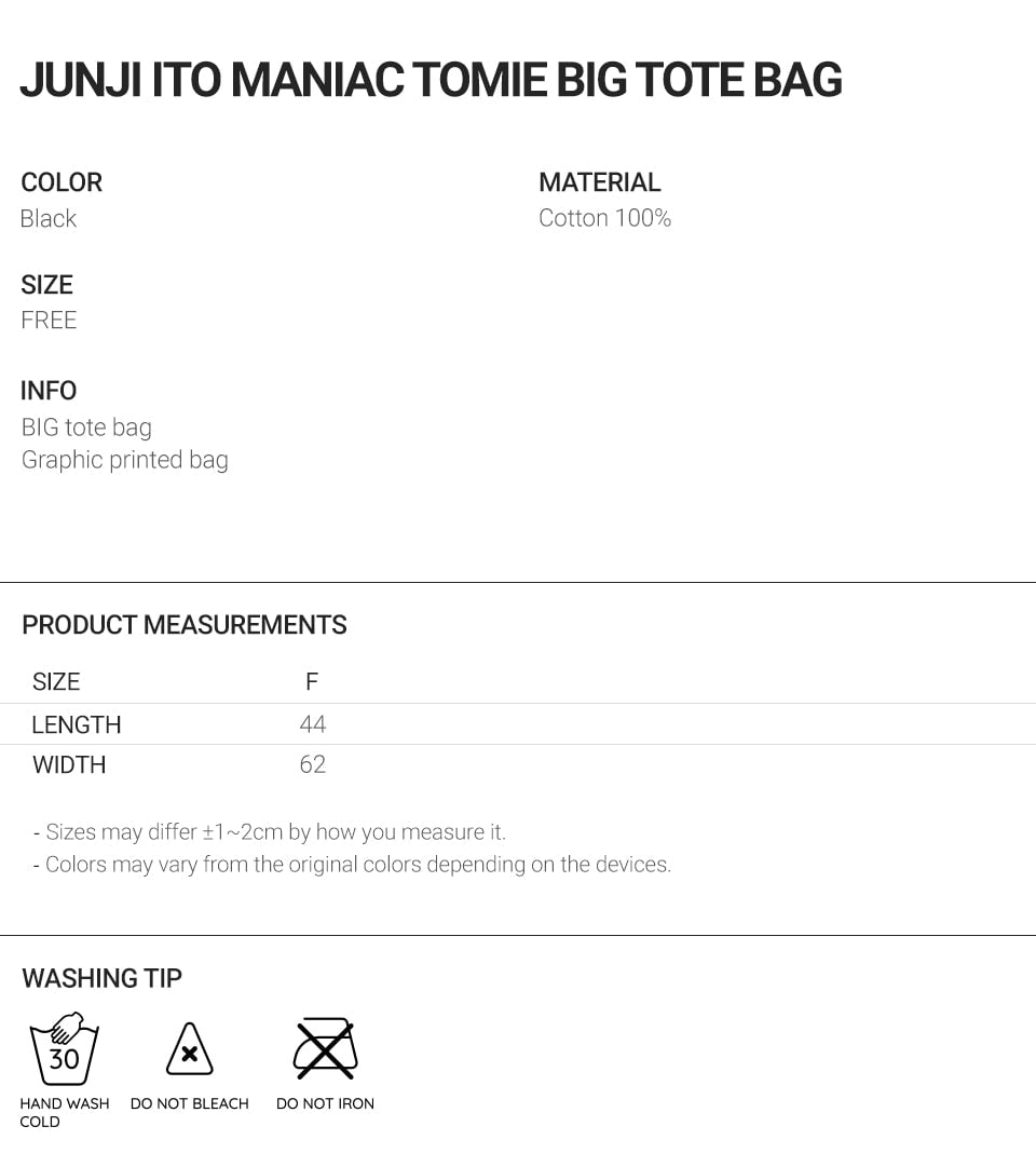niceghostclub JUNJI ITO MANIAC TOMIE BIG TOTE BAG [BLACK]