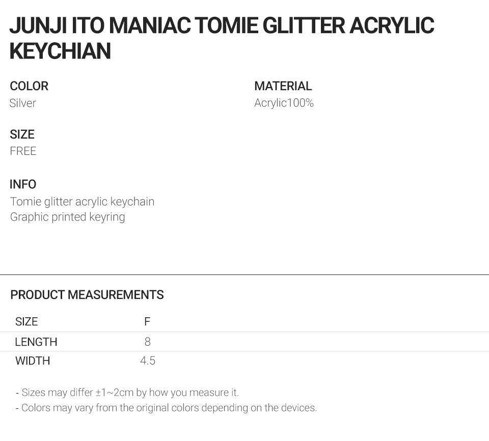 niceghostclub JUNJI ITO MANIAC TOMIE GLITTER ACRYLIC KEYCHIAN [SILVER]