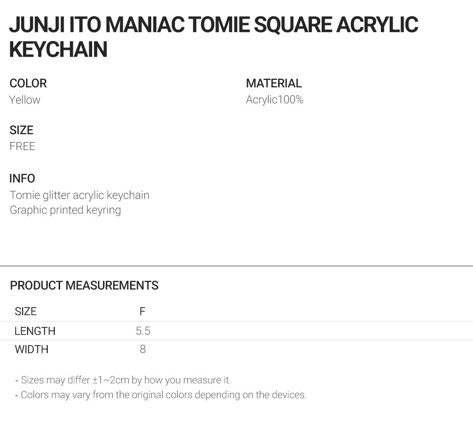 niceghostclub JUNJI ITO MANIAC TOMIE SQUARE ACRYLIC KEYCHAIN [YELLOW]