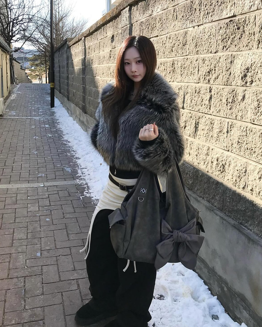 [dttm.club x siweol 獨家限定團購] Bow Shoulder Bag - Nubuck Grey (Best Seller✨)