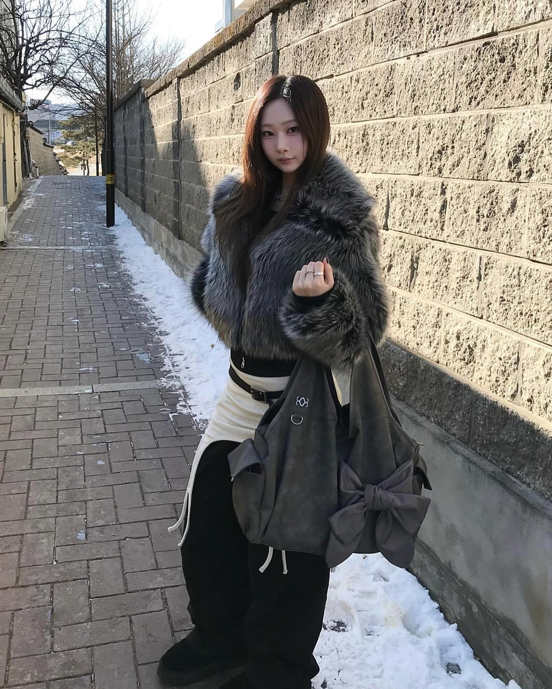 [dttm.club x siweol 獨家限定團購] Bow Shoulder Bag - Nubuck Grey (Best Seller✨)