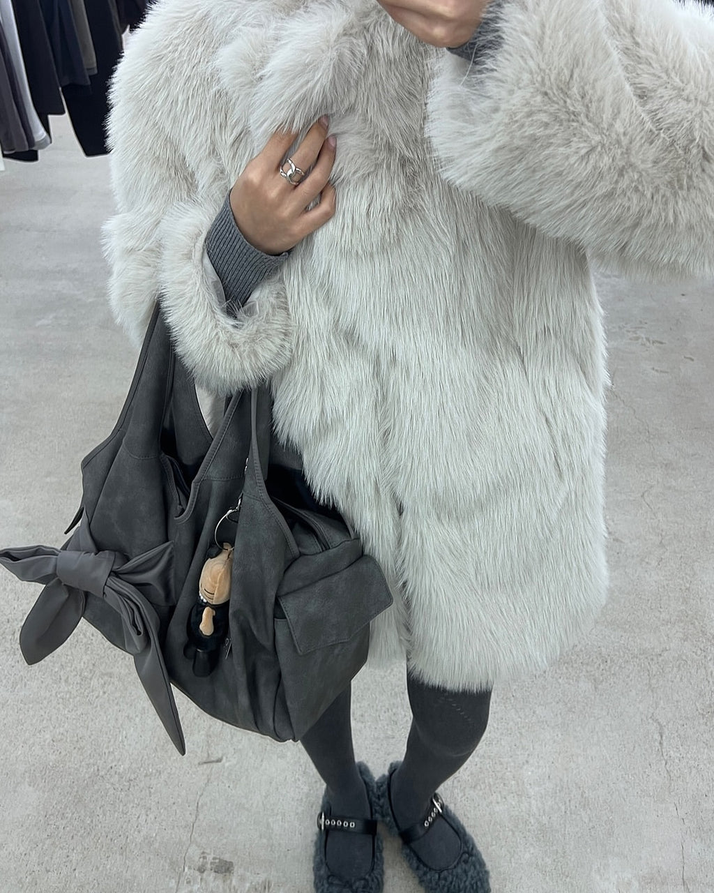 [dttm.club x siweol 獨家限定團購] Bow Shoulder Bag - Nubuck Grey (Best Seller✨)