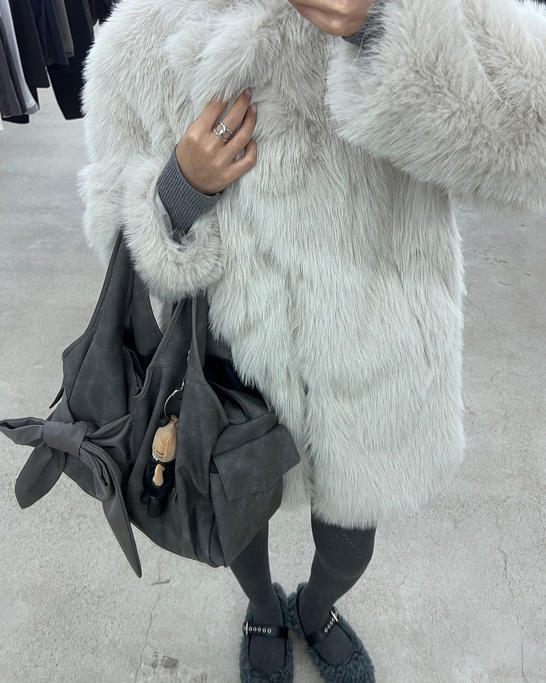 [dttm.club x siweol 獨家限定團購] Bow Shoulder Bag - Nubuck Grey (Best Seller✨)