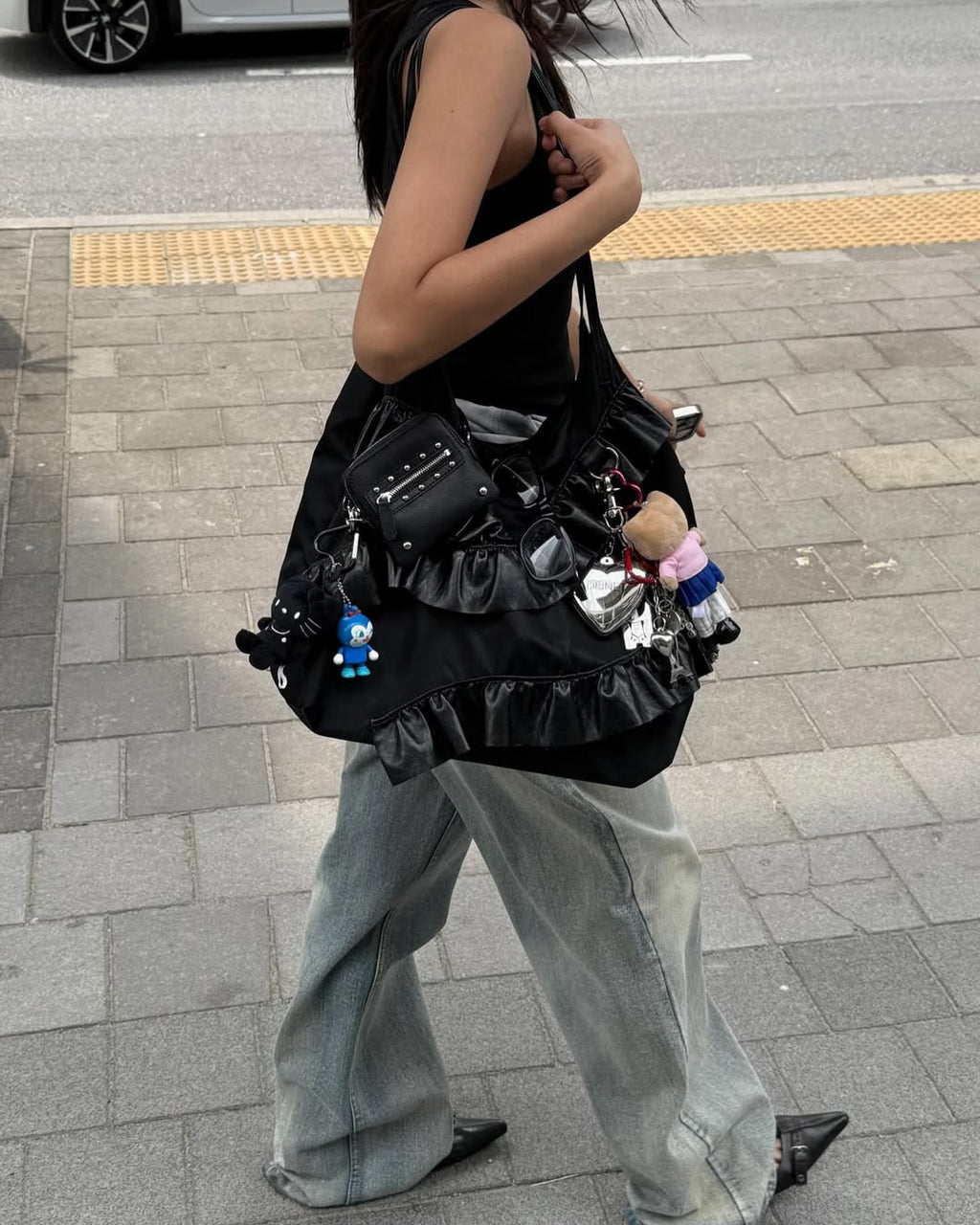 POCKET FRILL BIG BAG / 2COLORS