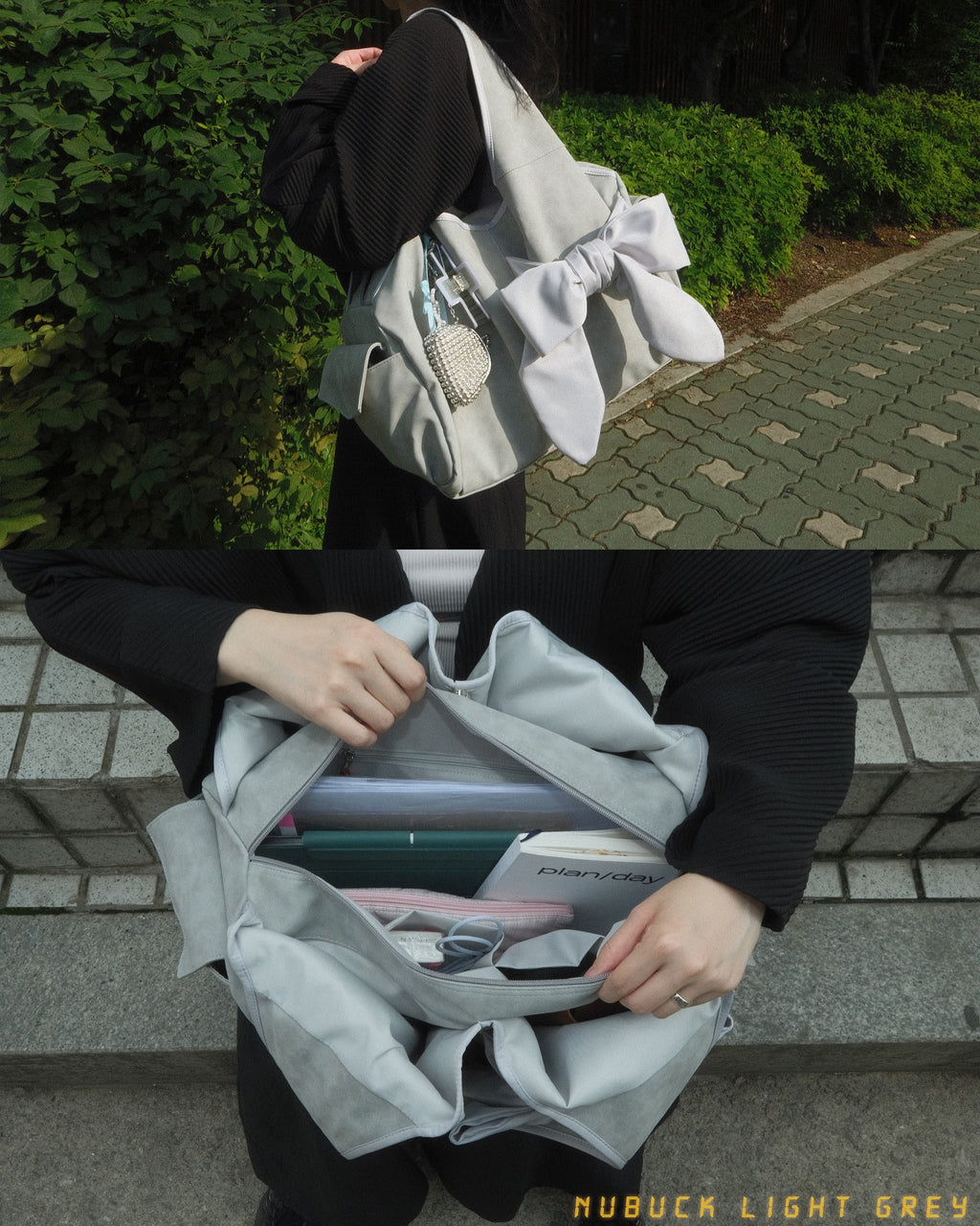 [dttm.club x siweol 獨家限定團購] Bow Shoulder Bag - Nubuck Light Grey