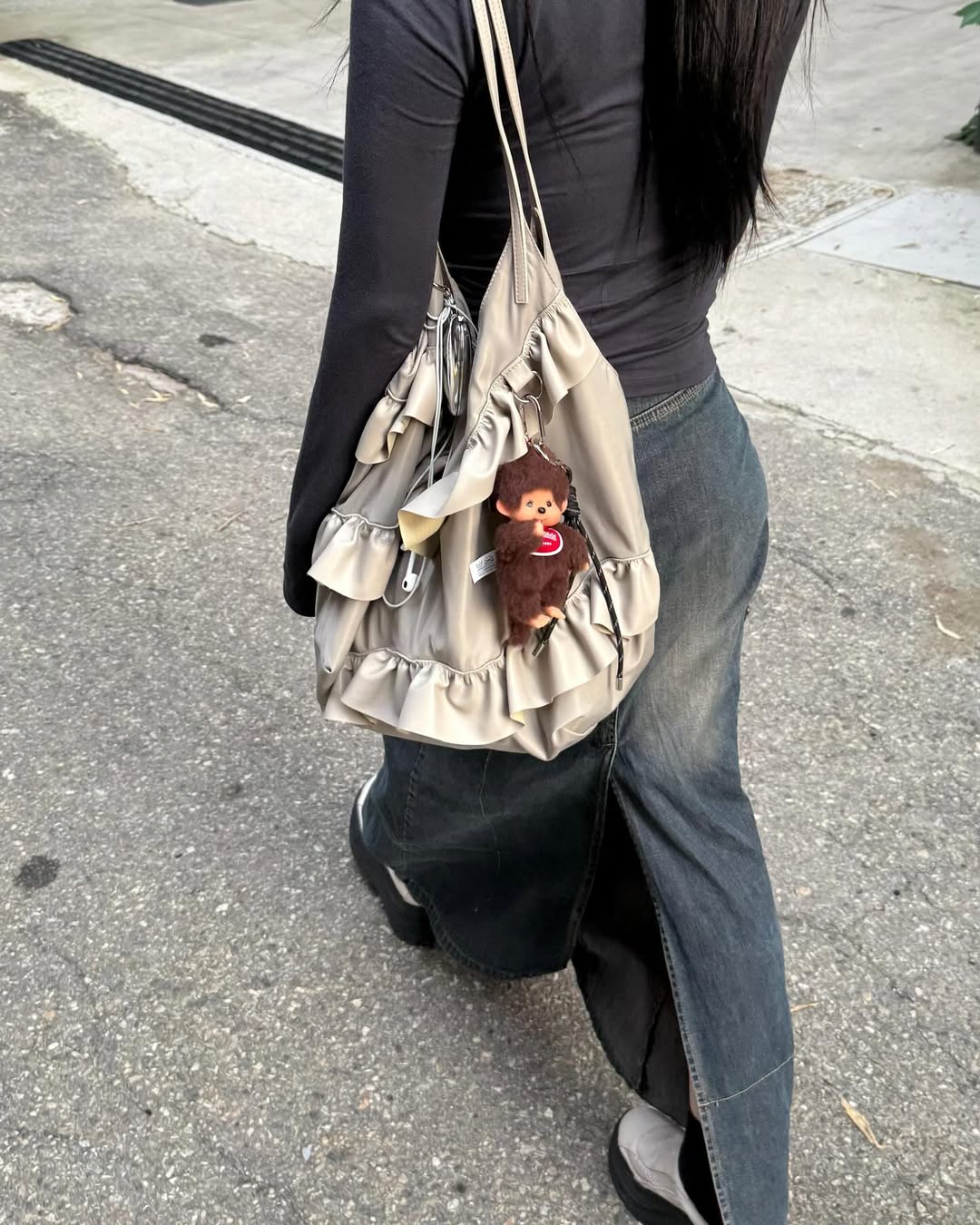 POCKET FRILL BIG BAG / 2COLORS