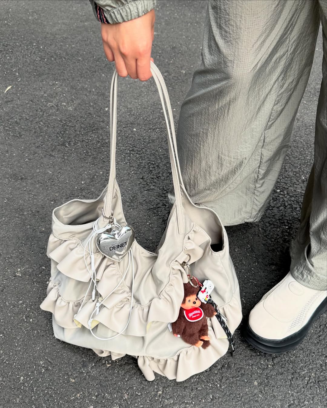 POCKET FRILL BIG BAG / 2COLORS