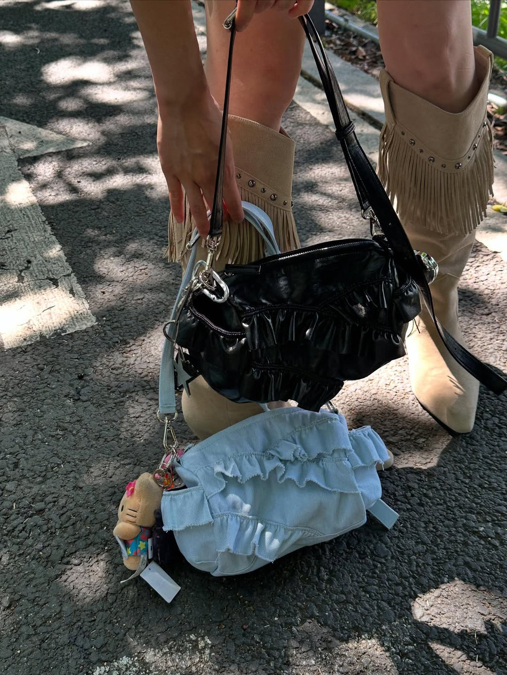 POCKET MINI FRILL BAG / 2COLORS