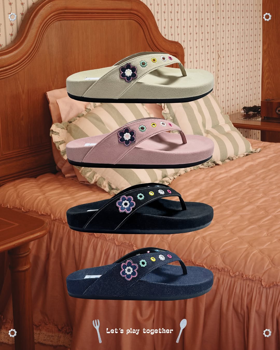 [開團優惠價💓] [kuudoo] Petal Play Flip-flops / 4 colors (Size 35~45 avilable)