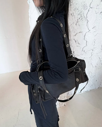 DEPC EYELET LEATHER BAG (VER.3) - BLACK