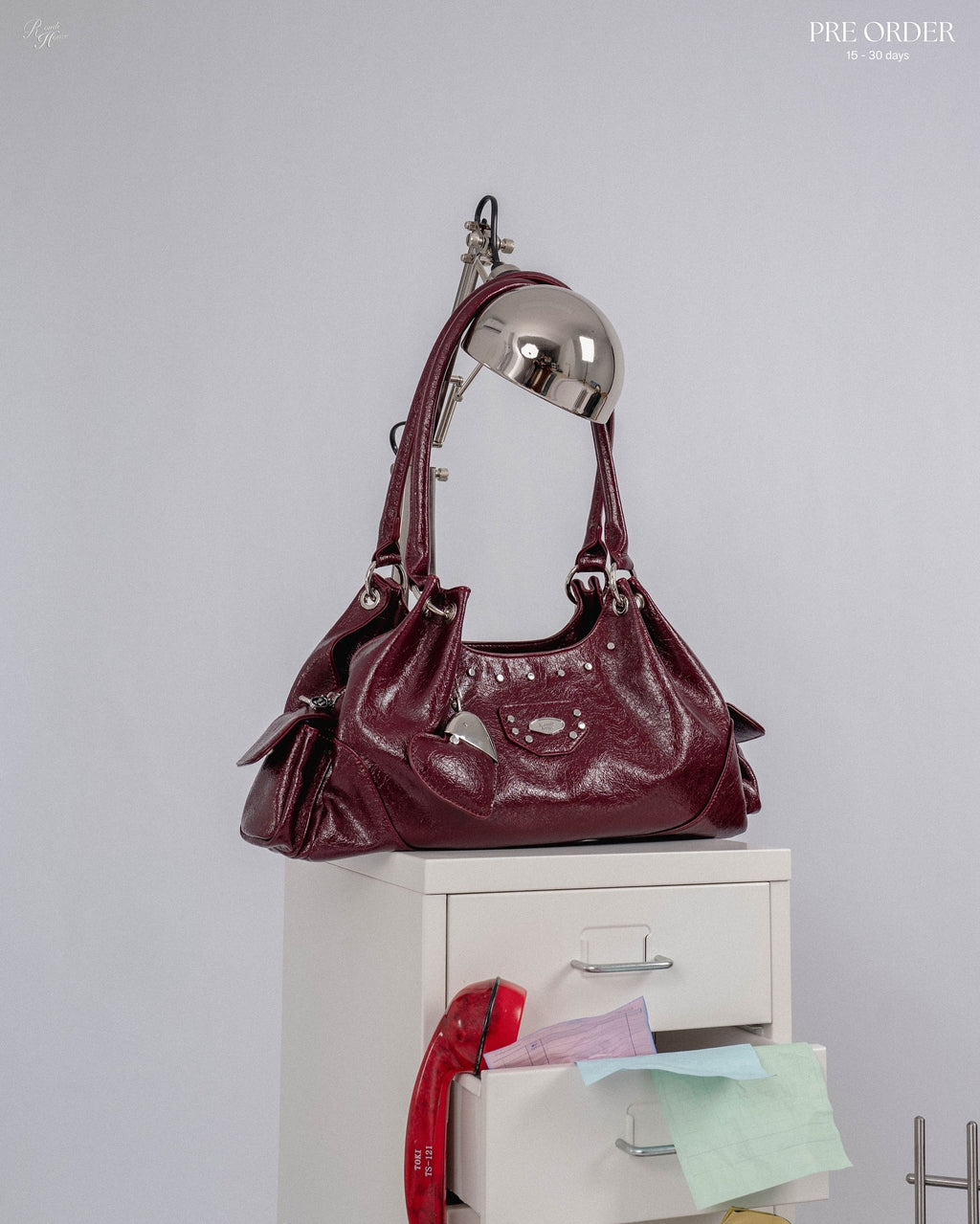 [品牌授權代理] [Rondi House] Dumpling Shoulder Bag - Bordeaux Red Wine