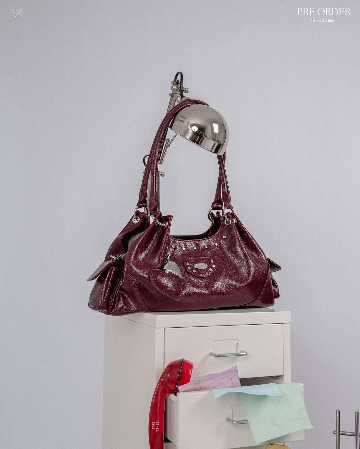[品牌授權代理] [Rondi House] Dumpling Shoulder Bag - Bordeaux Red Wine