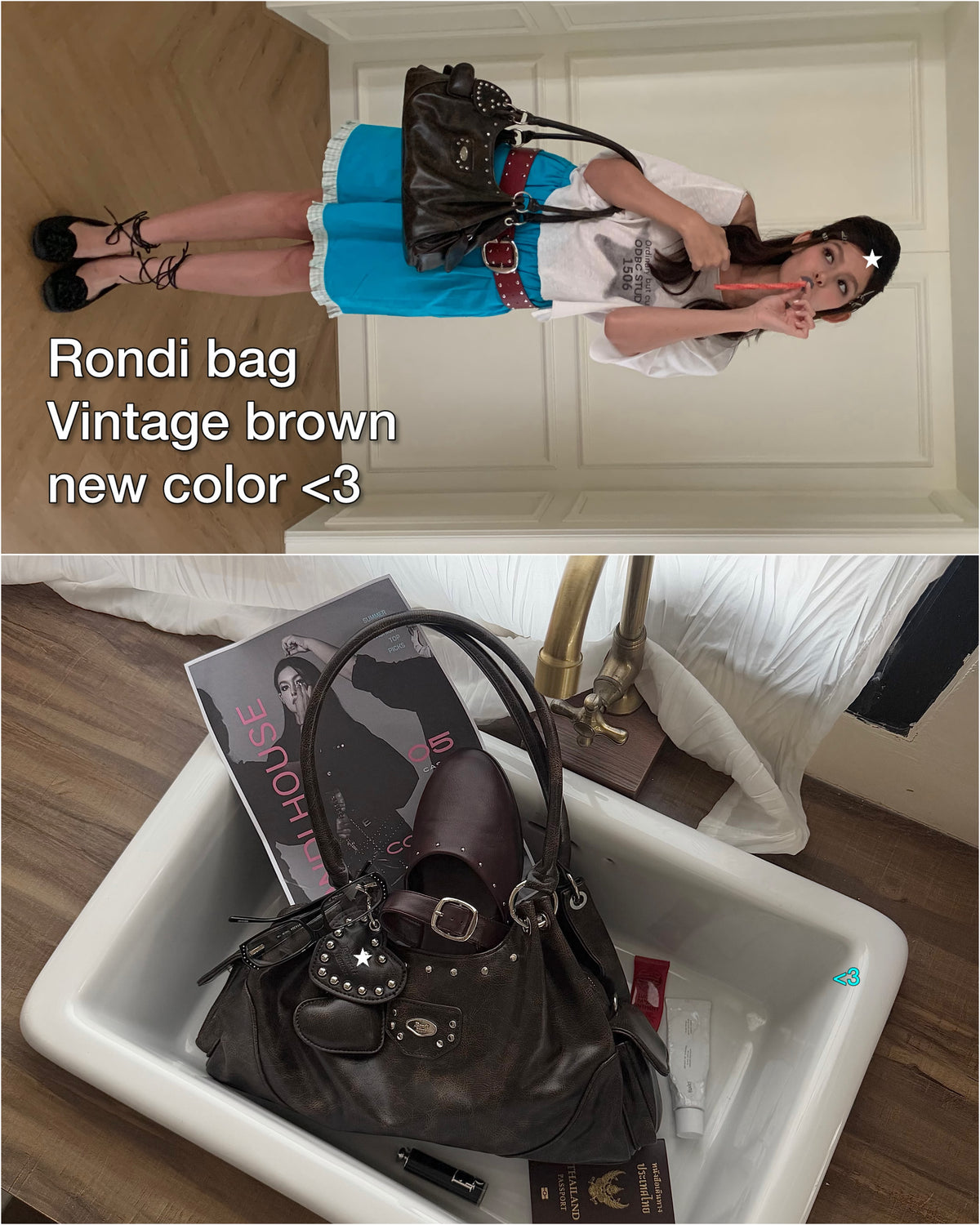 [品牌授權代理] [Rondi House] Dumpling Shoulder Bag - Smoky Vintage Brown