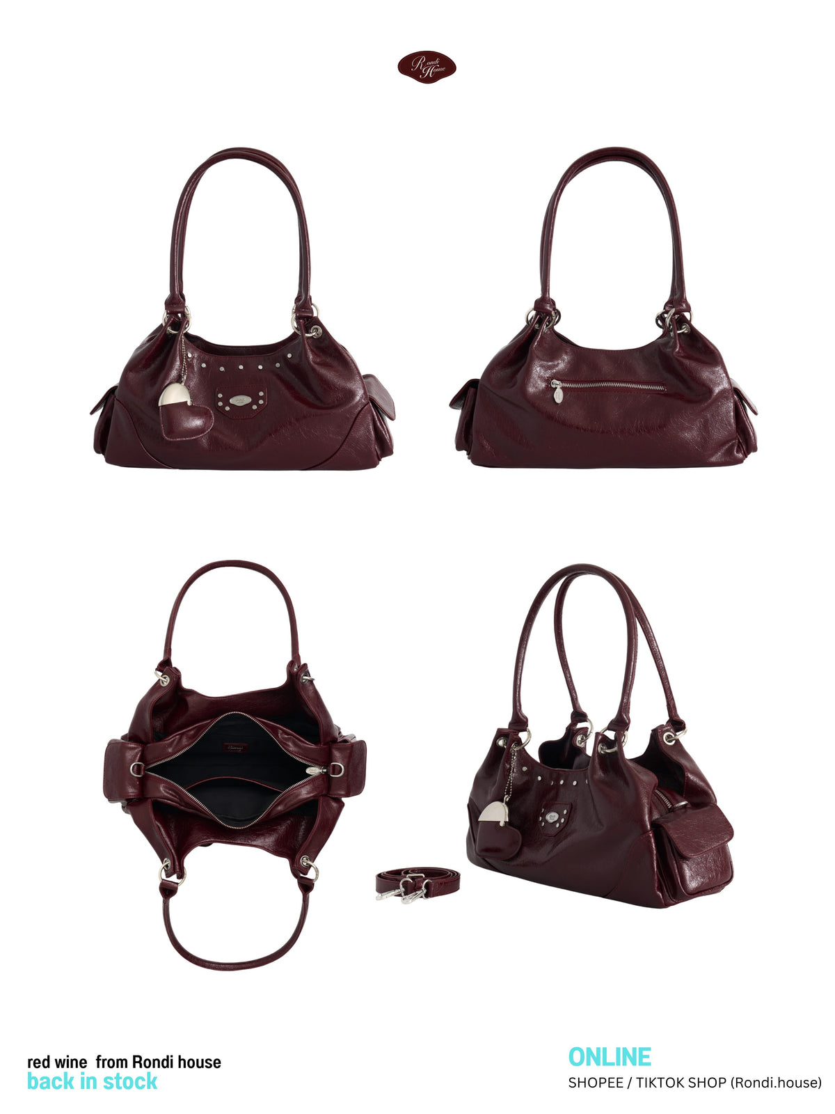 [品牌授權代理] [Rondi House] Dumpling Shoulder Bag - Bordeaux Red Wine