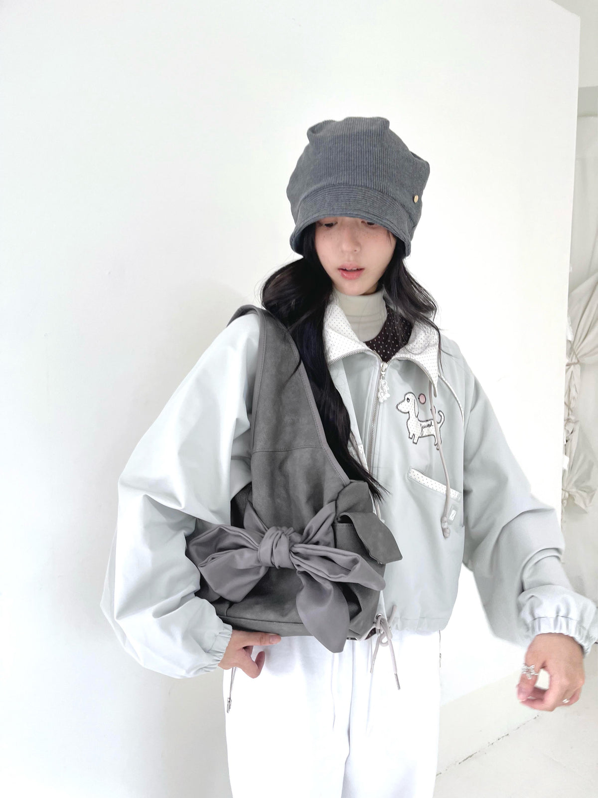 [dttm.club x siweol 獨家限定團購] Bow Shoulder Bag - ⭐️Medium⭐️ Nubuck Grey