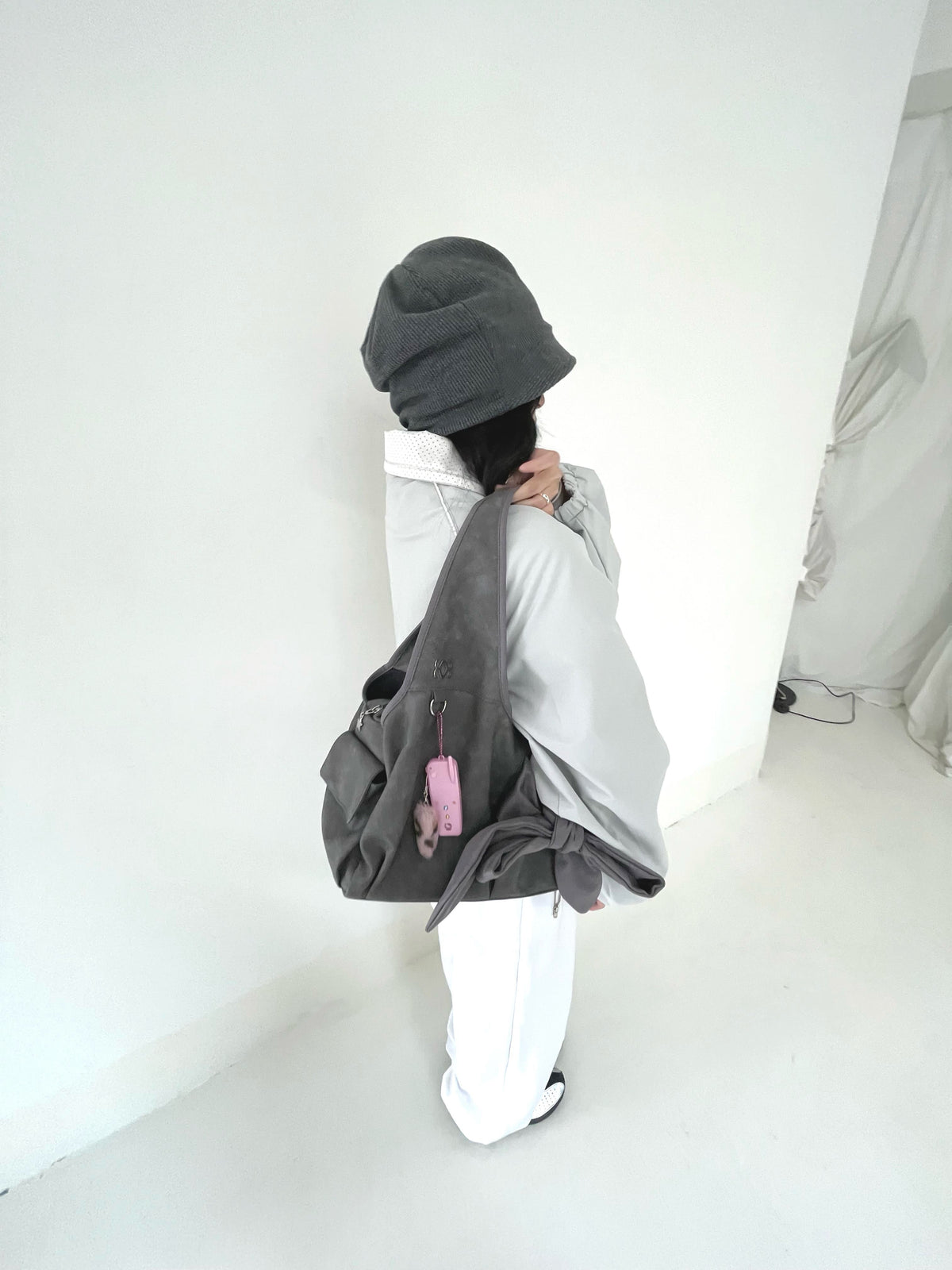 [dttm.club x siweol 獨家限定團購] Bow Shoulder Bag - ⭐️Medium⭐️ Nubuck Grey