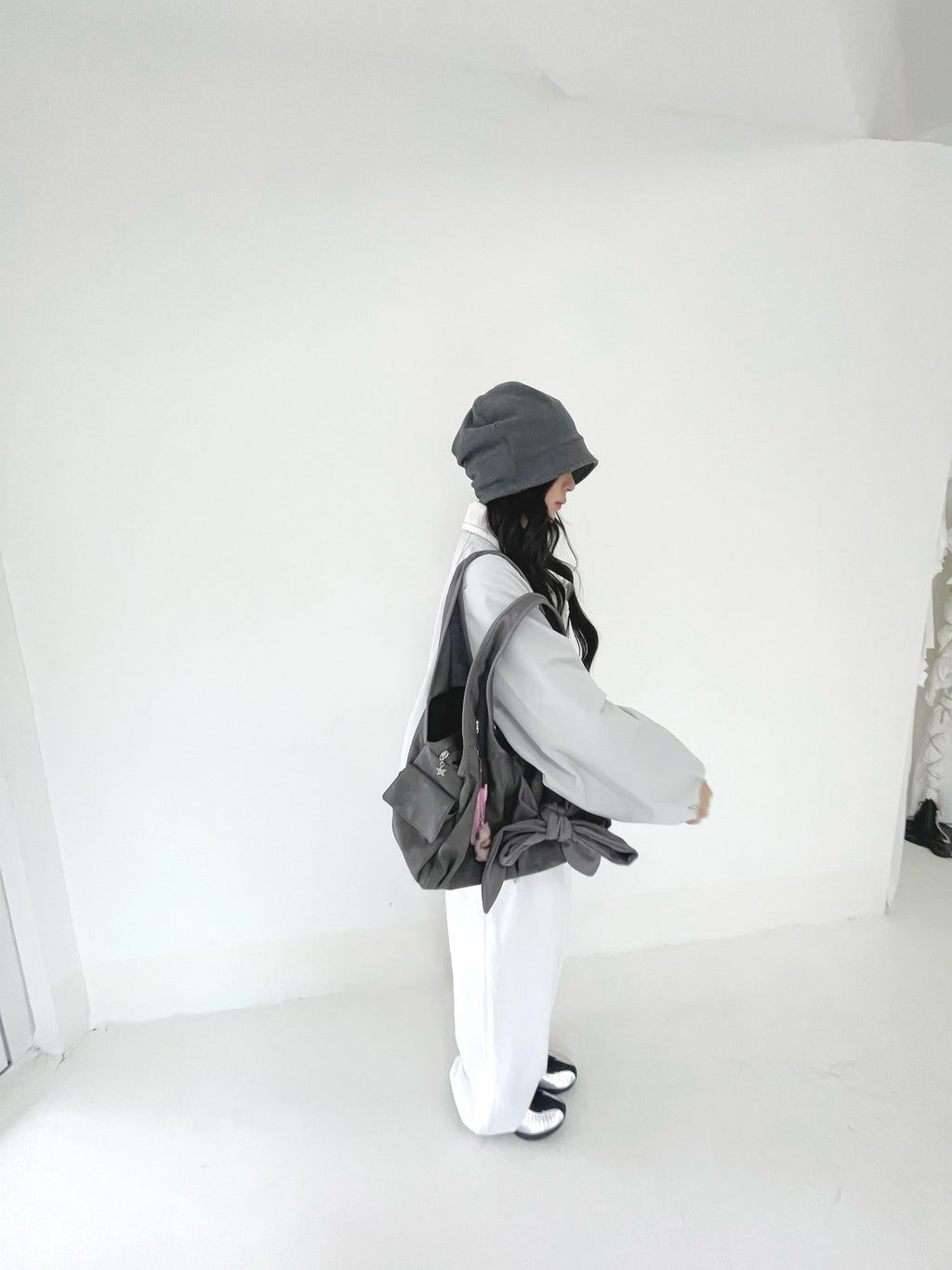 [dttm.club x siweol 獨家限定團購] Bow Shoulder Bag - ⭐️Medium⭐️ Nubuck Grey