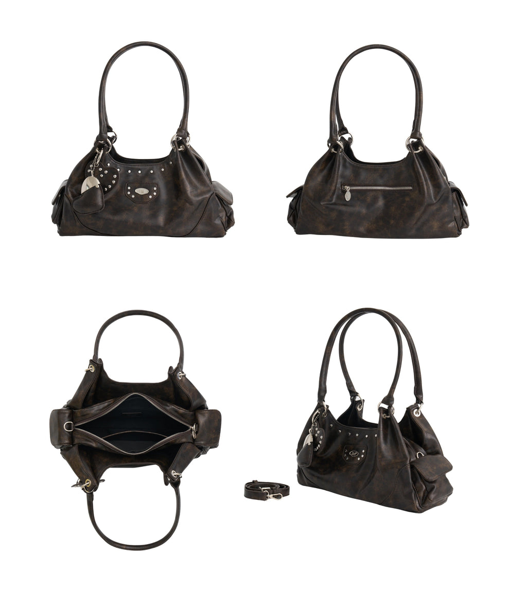 [品牌授權代理] [Rondi House] Dumpling Shoulder Bag - Smoky Vintage Brown