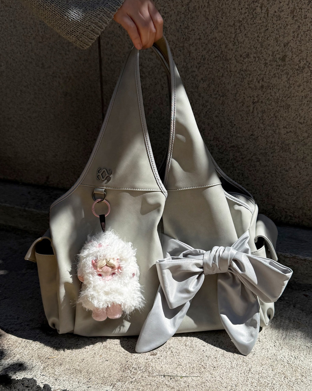[dttm.club x siweol 獨家限定團購] Bow Shoulder Bag - Nubuck Light Grey