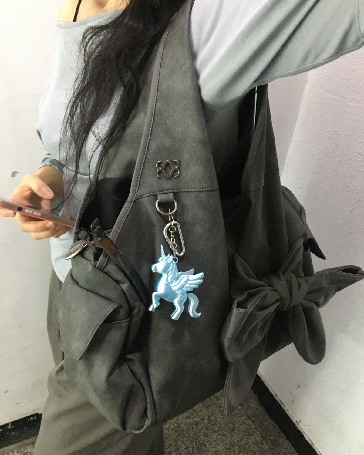[dttm.club x siweol 獨家限定團購] Bow Shoulder Bag - Nubuck Grey (Best Seller✨)