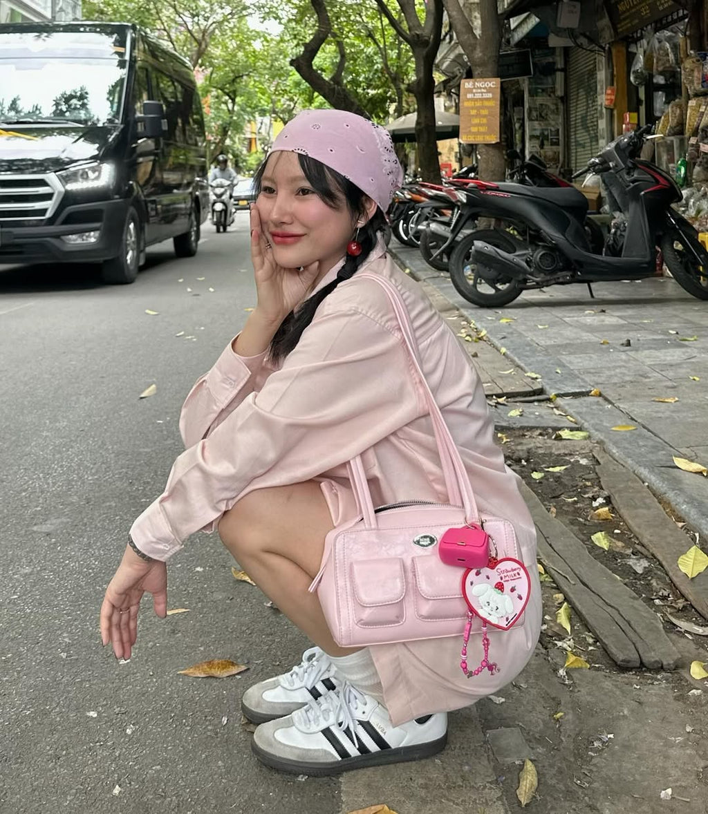 Saitang PU Roundy Shoulder Bag / Pink