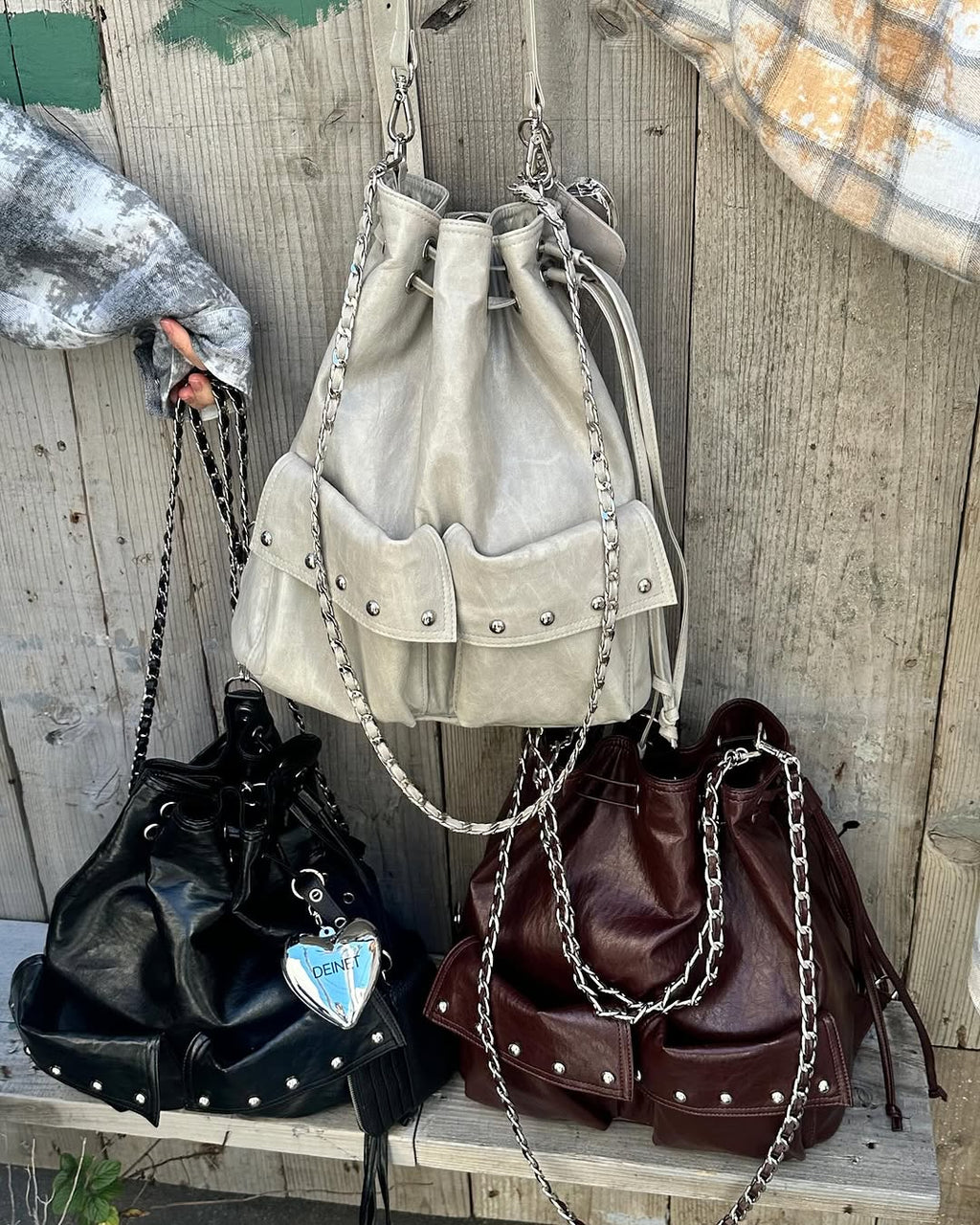 DEINET 5-WAY STUD POCKET MULTI BAG / 3COLORS