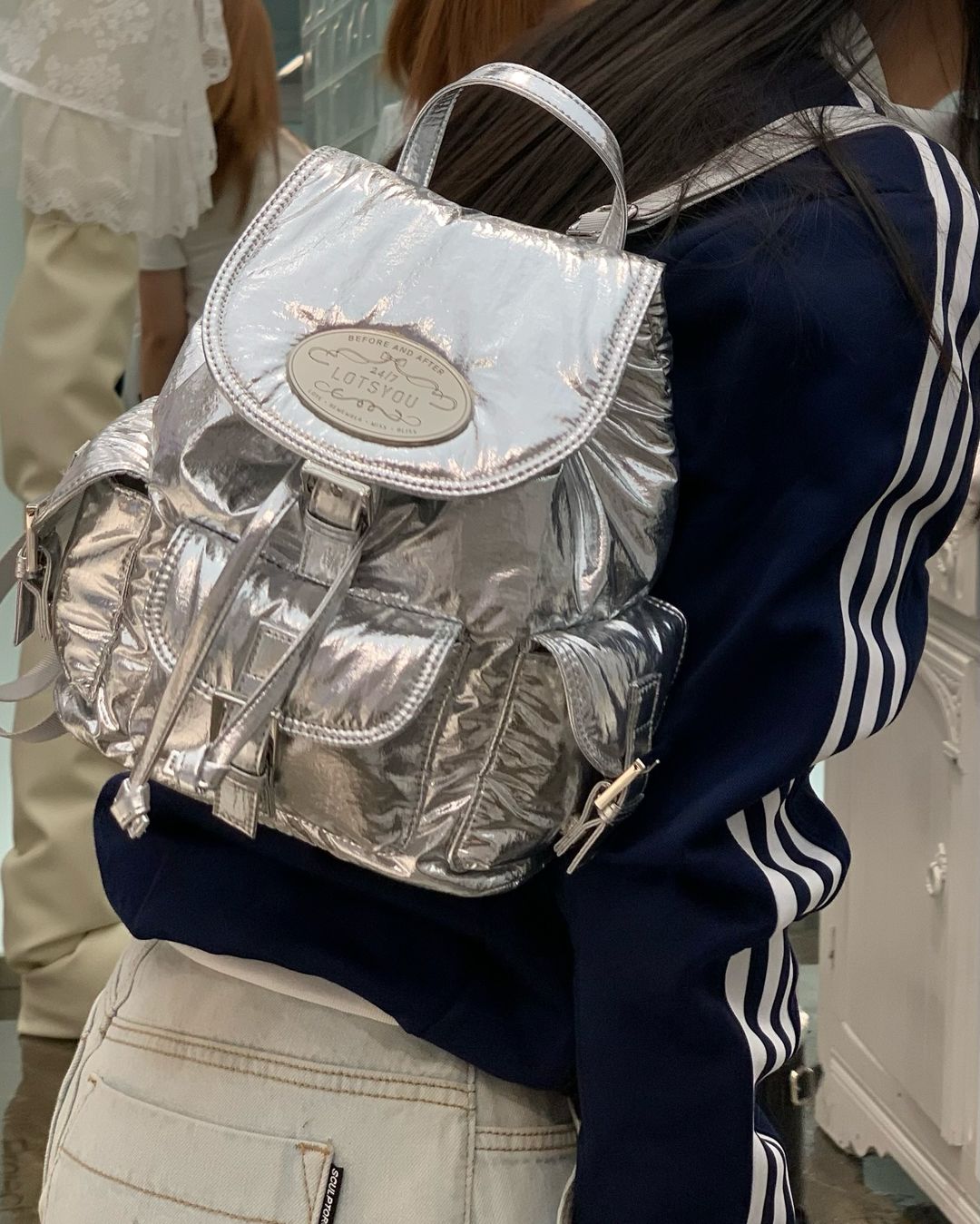 [Minnie同款🎀] lotsyou Nostalgia Chubby Backpack - silver