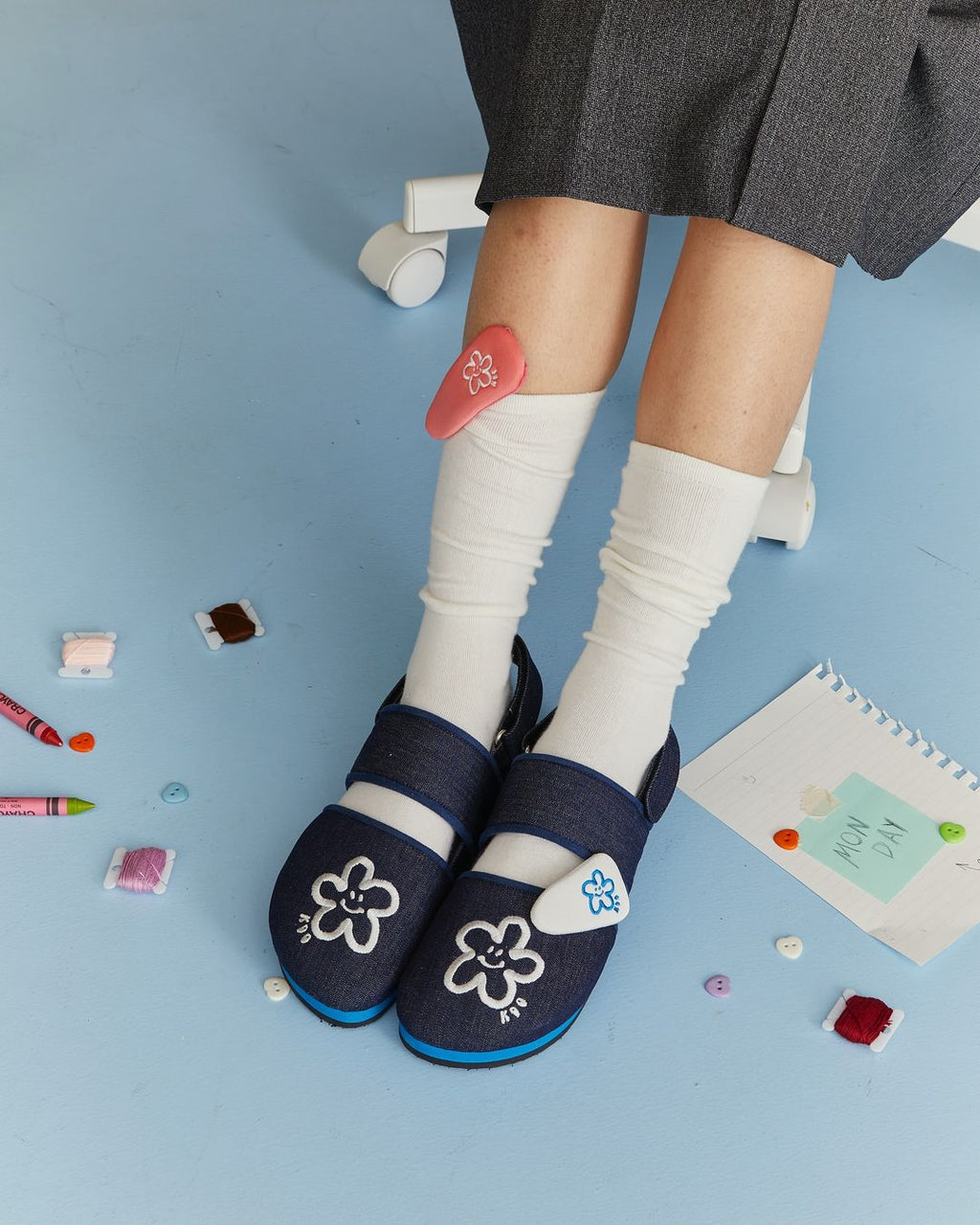 kuudoo Denim Flower Sandals (size 35~45 available)