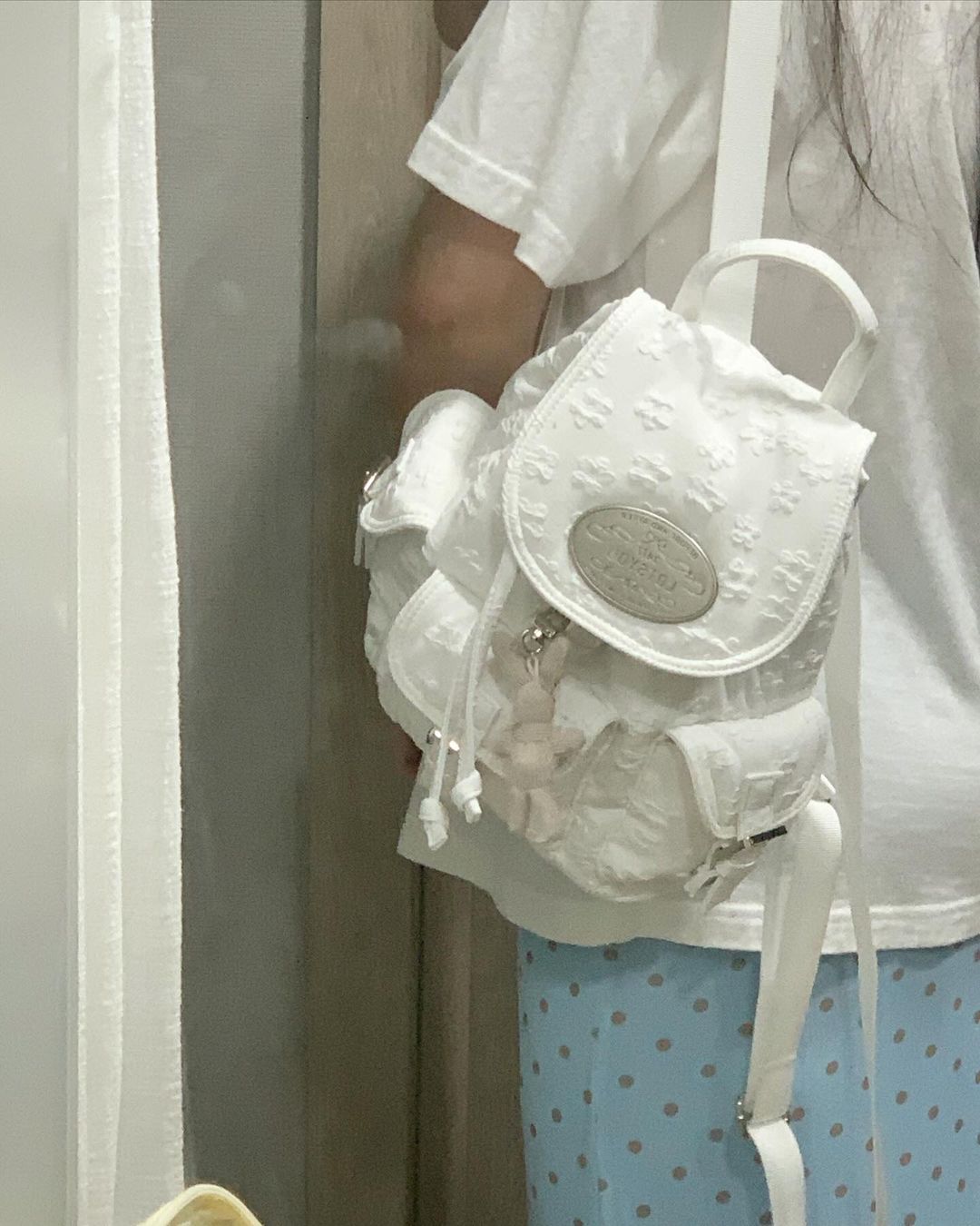 [權恩妃同款🎀] lotsyou Nostalgia Chubby Backpack - White