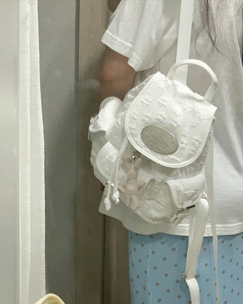 權恩妃同款?] lotsyou Nostalgia Chubby Backpack - White – dttmclub