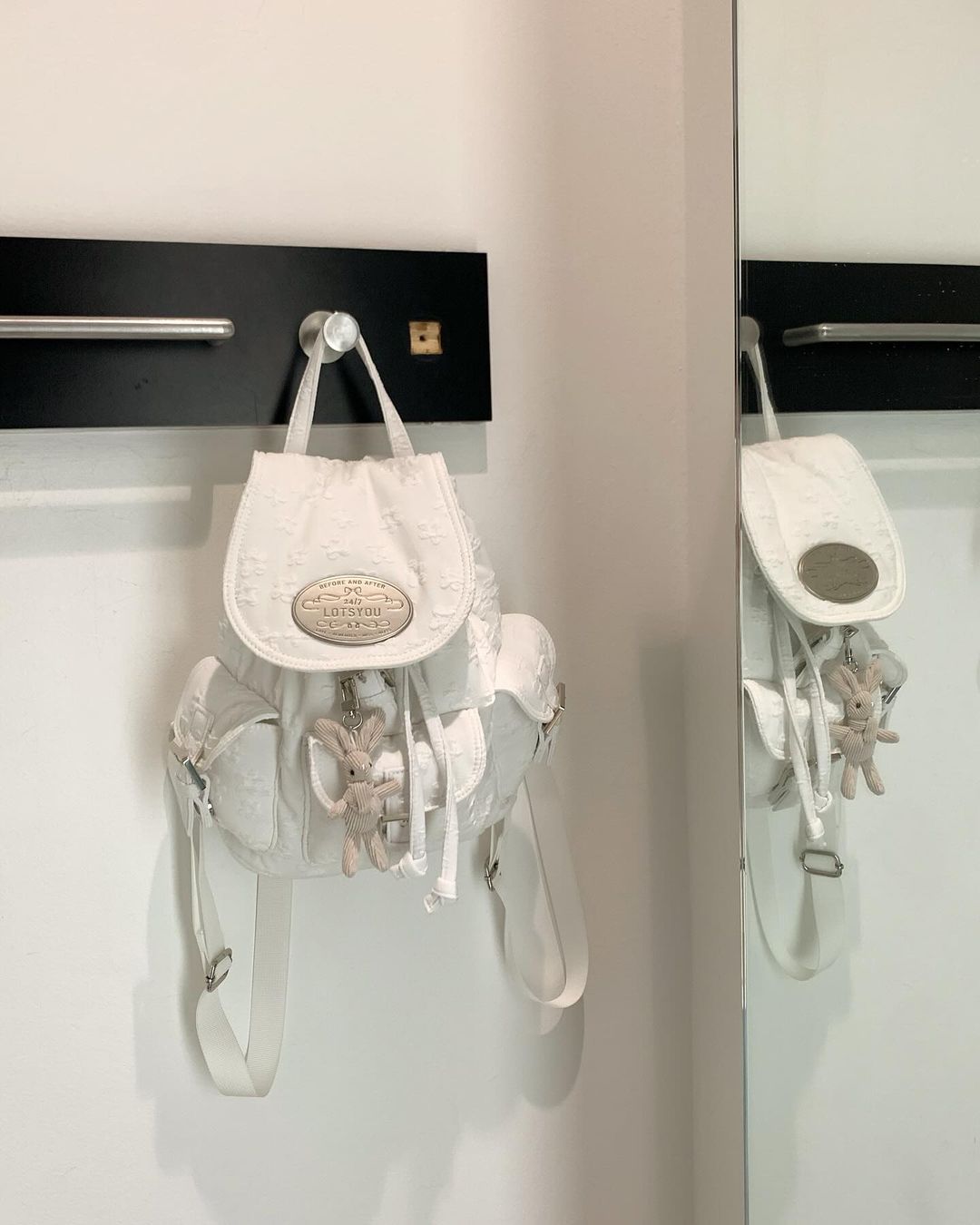 權恩妃同款🎀] lotsyou Nostalgia Chubby Backpack - white