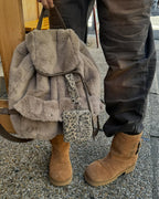 DEINET POM POM FUR BACKPACK IN MOCHA