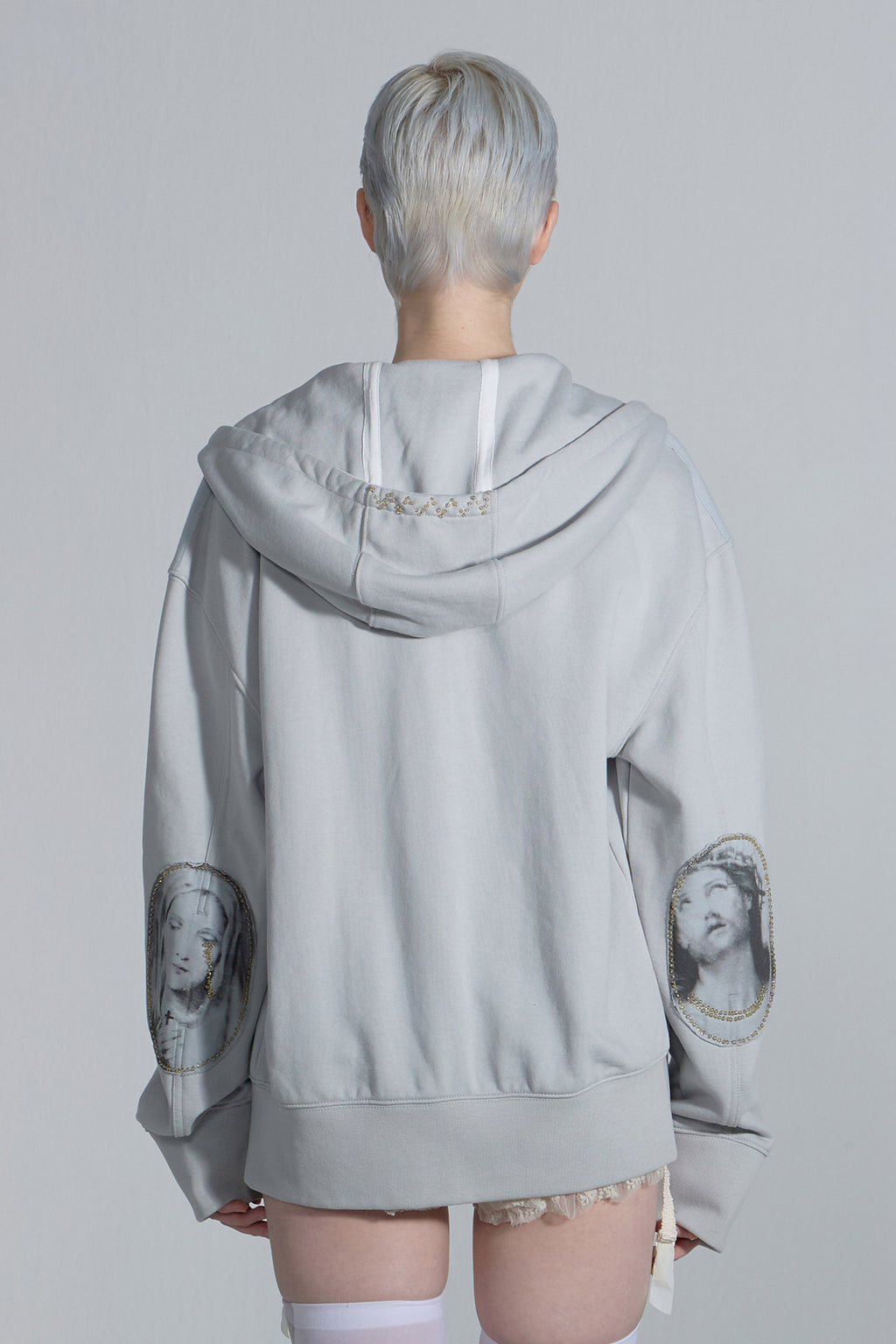 Sculptor Beaded Hoodie Zip-Up Dusty Sky
