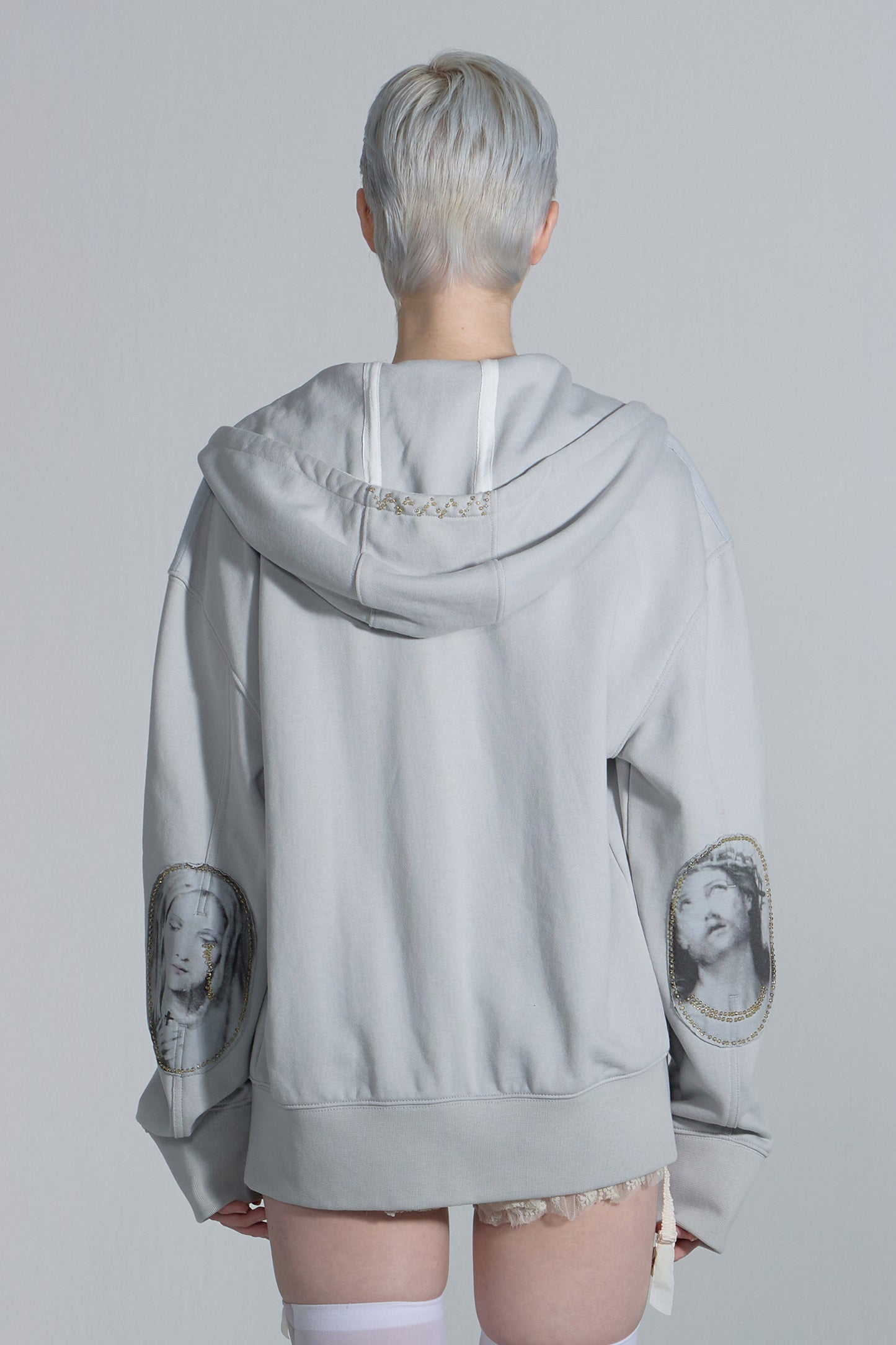 Sculptor Beaded Hoodie Zip-Up Dusty Sky