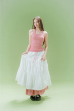 CHECK LONG CANCAN SKIRT (RED)