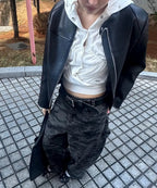 NASTY FANCY CLUB CARPENTER LETTERING DENIM PANTS / DARK GREY