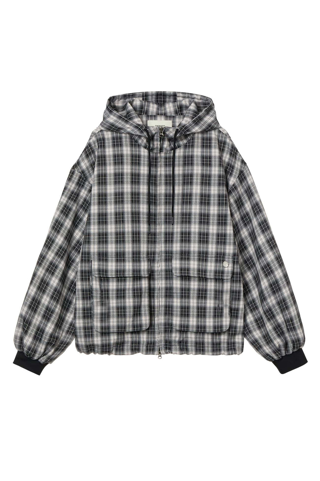 DEINET CHECK BOMBER JACKET IN BLACK