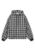 DEINET CHECK BOMBER JACKET IN BLACK