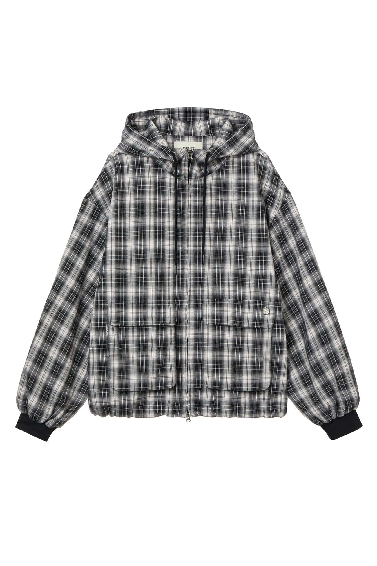 DEINET CHECK BOMBER JACKET IN BLACK