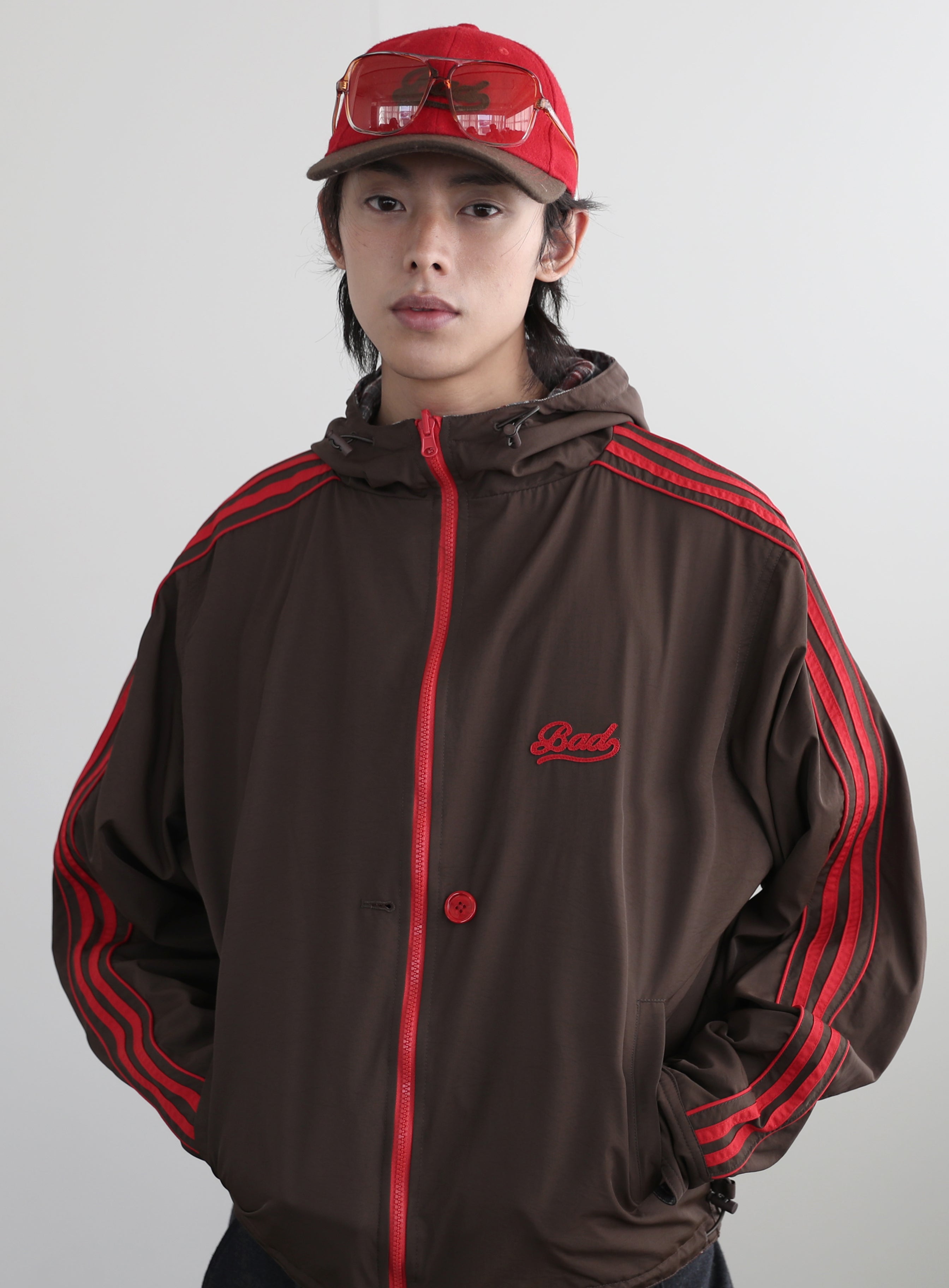 BADBLOOD Reversible Hoodie Windbreaker / Check Red