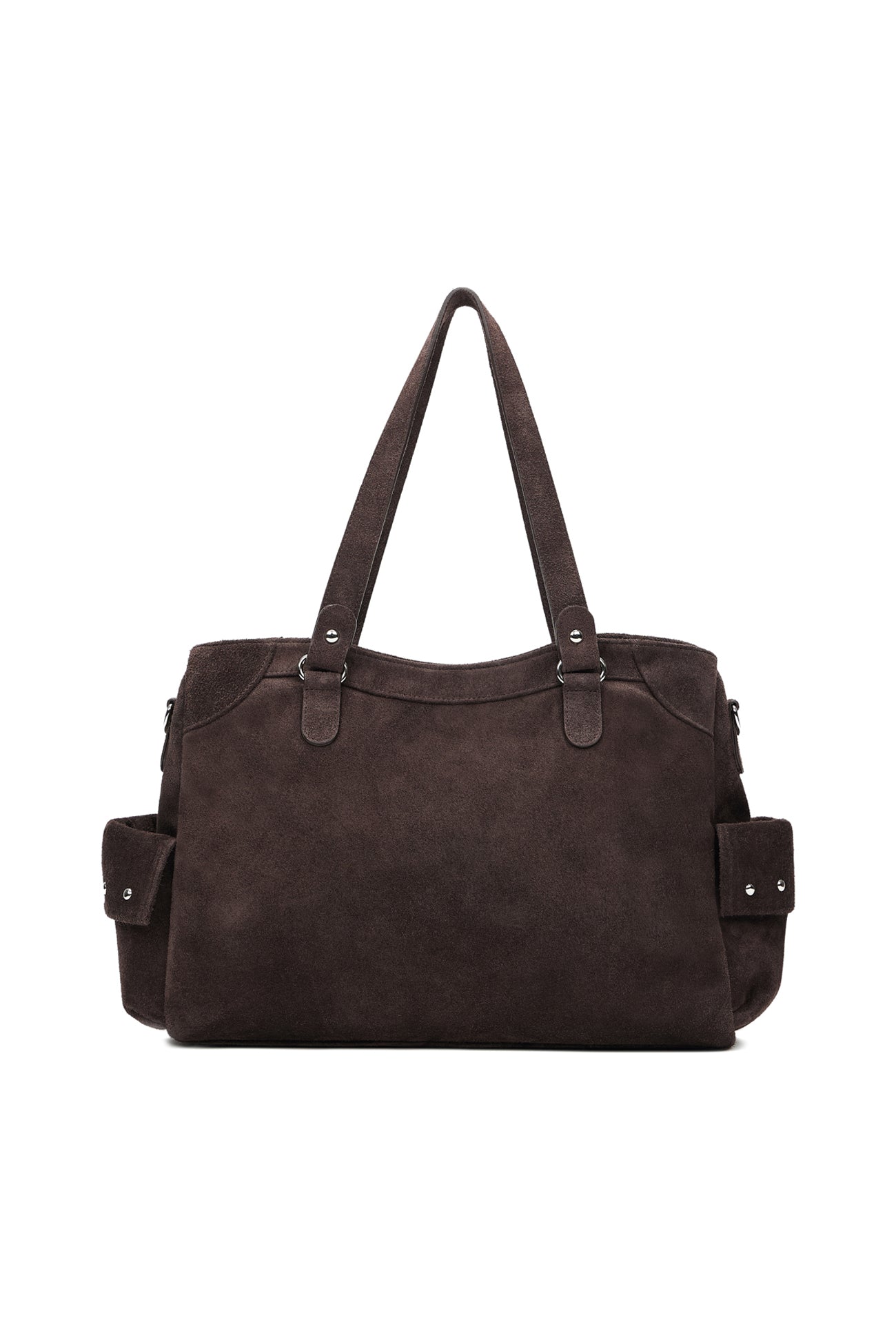 DEINET STUD POCKET BIG BAG IN SUEDE BROWN