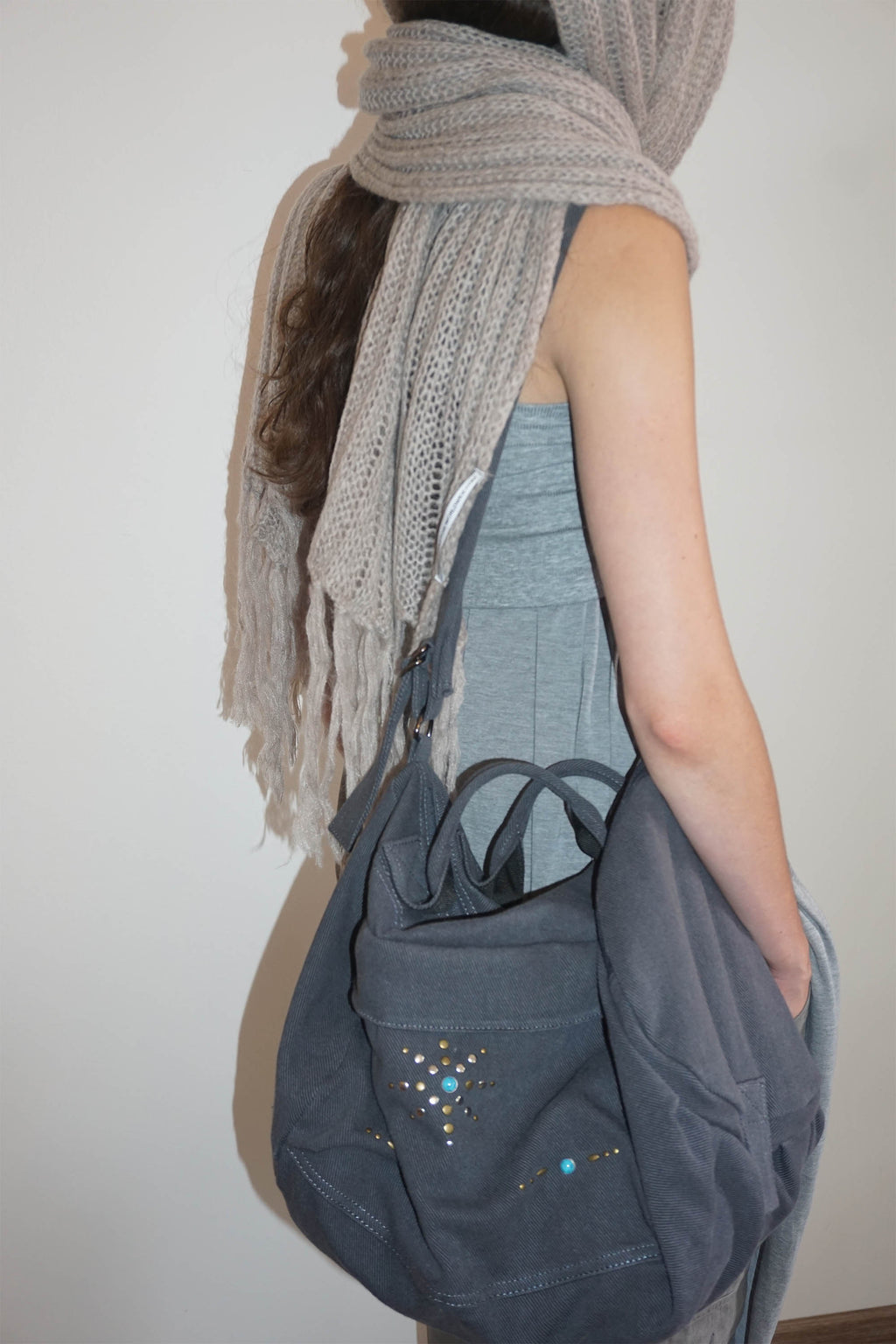 Sculptor Three-Way Stud Twill Bag Cool Gray