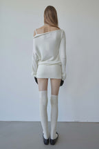 Sculptor Sequin Asymmetric Mini Dress Ivory