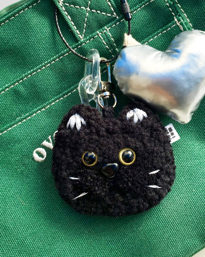 [handmade] "Ugly" Cat Keyring - black tabby